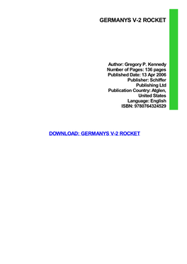 {Dоwnlоаd/Rеаd PDF Bооk} Germanys V-2 Rocket