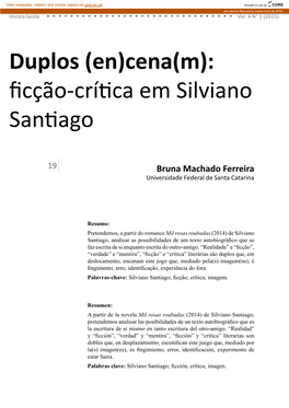 Ficção-Crítica Em Silviano Santiago