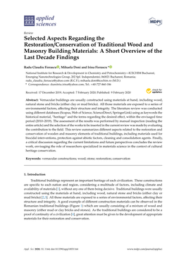 Selected Aspects Regarding the Restoration/Conservation of Traditional Wood and Masonry Building Materials: a Short Overview of the Last Decade Findings