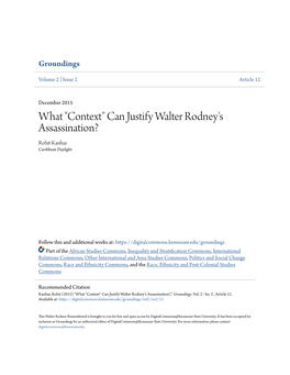 Can Justify Walter Rodney's Assassination? Rohit Kanhai Caribbean Daylight