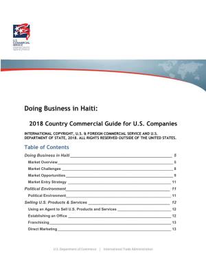 Doing Business in Haiti: 2018 Country Commercial Guide for U.S