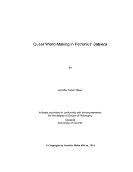 Queer World-Making in Petronius' Satyrica