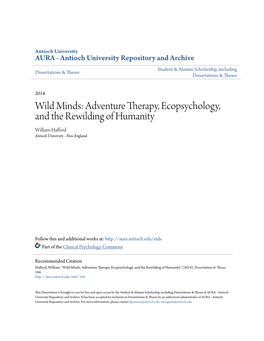 Adventure Therapy, Ecopsychology, and the Rewilding of Humanity William Hafford Antioch University - New England