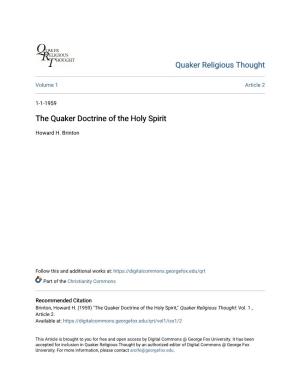 The Quaker Doctrine of the Holy Spirit