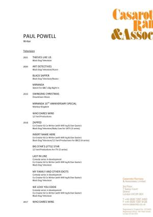 PAUL POWELL Writer