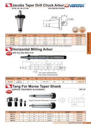 Jacobs Taper Drill Chuck Arbor Tang for Morse Taper Shank Horizontal