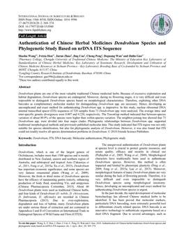 Authentication of Chinese Herbal Medicines Dendrobium Species and Phylogenetic Study Based on Nrdna ITS Sequence