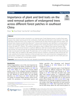 Importance of Plant and Bird Traits on the Seed Removal Pattern Of