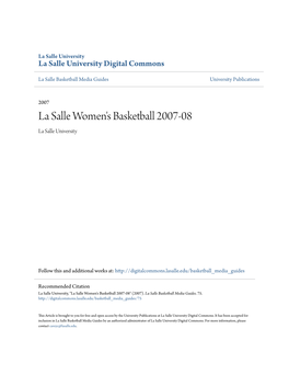 La Salle Women's Basketball 2007-08 La Salle University