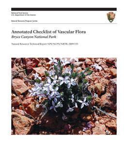 Annotated Checklist of Vascular Flora Bryce Canyon National Park