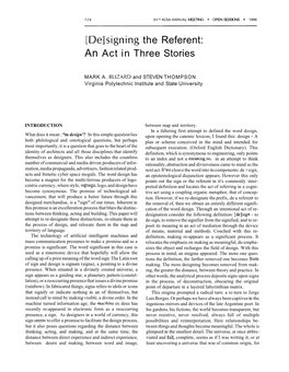 [Delsigning the Referent: an Act in Three Stories