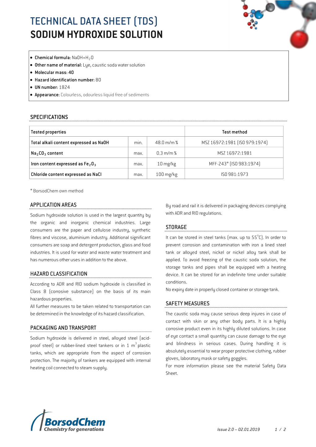 Technical Data Sheet (Tds) Sodium Hydroxide Solution - DocsLib