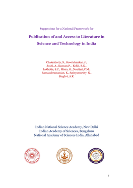 Publication of and Access to Literature in S&T in India