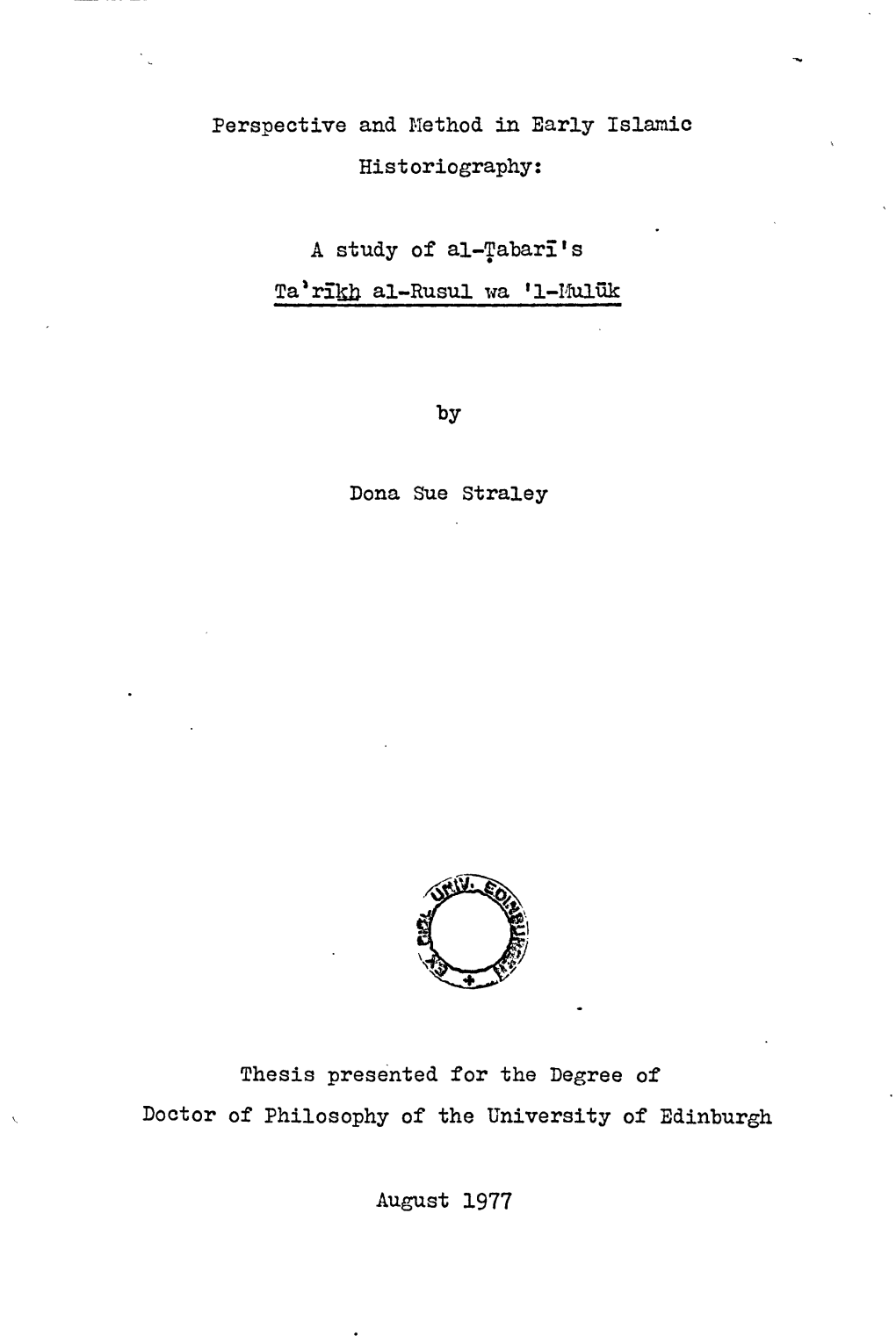 A Study of Al-Tabari's August 1977