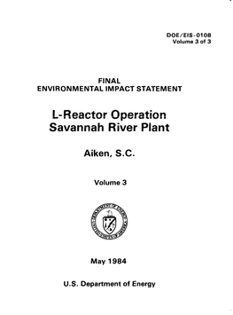 L-Reactor Operation Savannah River Plant
