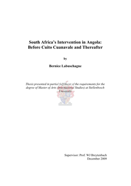 South Africa's Intervention in Angola