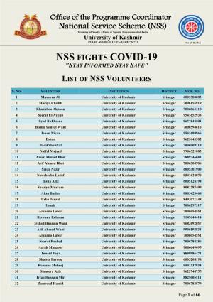 Nss Fights Covid-19 "Stay Informed Stay Safe"