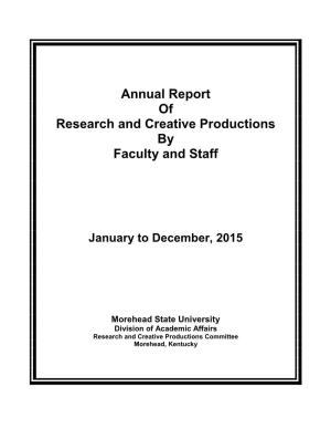 Annual Report of Research and Creative Productions by Faculty and Staff