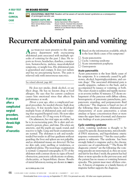 Recurrent Abdominal Pain and Vomiting