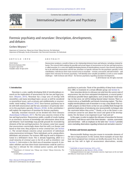 Forensic Psychiatry and Neurolaw: Description, Developments, and Debates