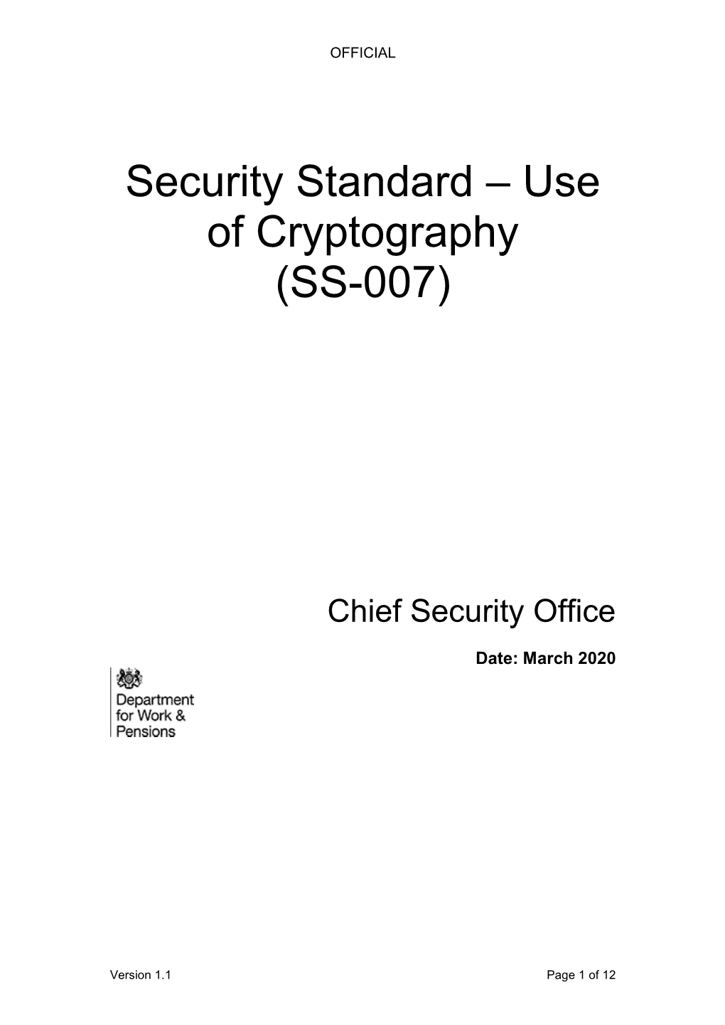Security Standard SS-007: Use of Cryptography