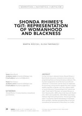 Shonda Rhimes's Tgit: Representation Of