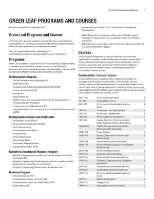 Green Leaf Programs and Courses 1