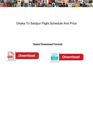 Dhaka to Saidpur Flight Schedule and Price