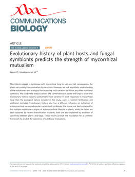 Evolutionary History of Plant Hosts and Fungal Symbionts Predicts the Strength of Mycorrhizal Mutualism