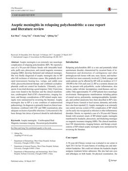 Aseptic Meningitis in Relapsing Polychondritis: a Case Report and Literature Review