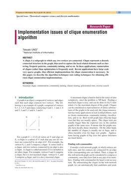 Implementation Issues of Clique Enumeration Algorithm