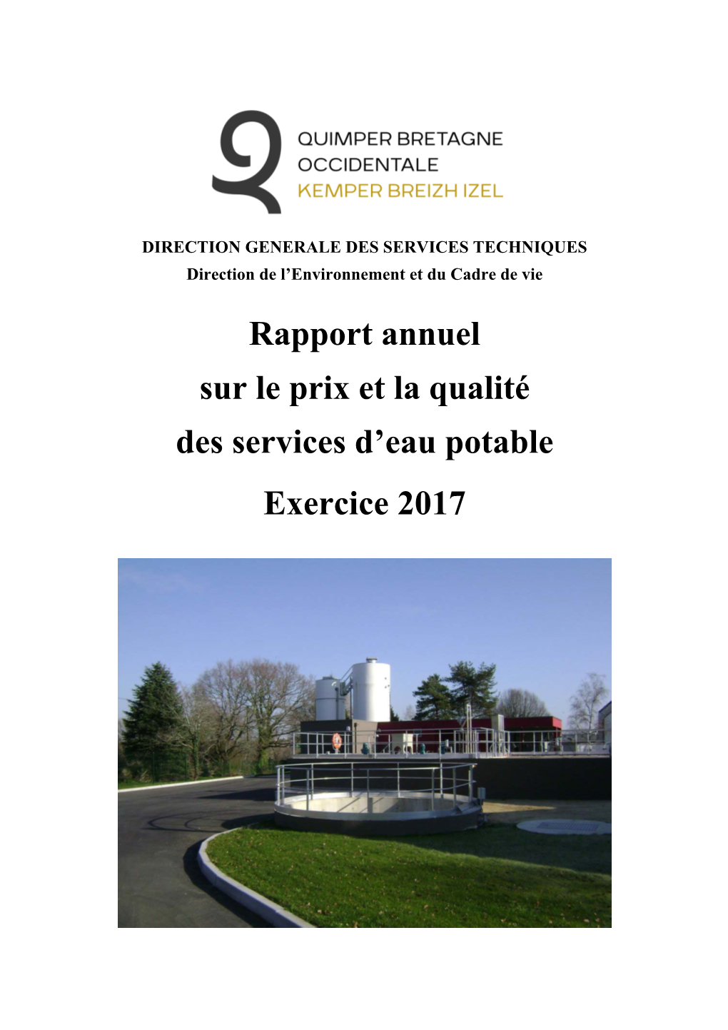 Rapport Annuel Sur Le Prix Et La Qualité Des Services D'eau Potable