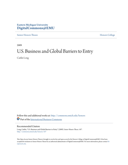 U.S. Business and Global Barriers to Entry Caitlin Long