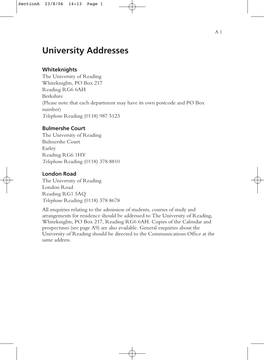 University Addresses