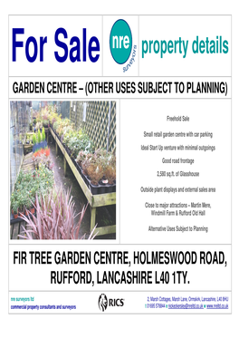 For Sale Property Details GARDEN CENTRE