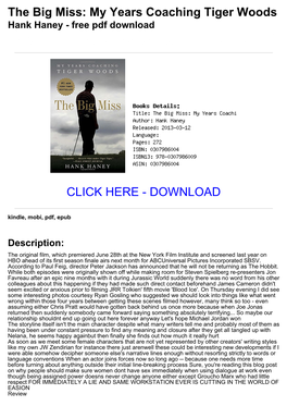 The Big Miss: My Years Coaching Tiger Woods Hank Haney - Free Pdf Download