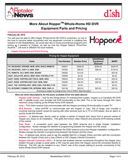More About Hopper Whole-Home HD DVR Equipment Parts and Pricing