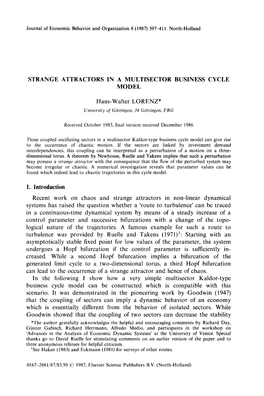 Strange Attractors in a Multisector Business Cycle Model