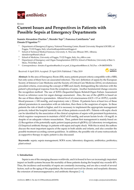 Current Issues and Perspectives in Patients with Possible Sepsis at Emergency Departments