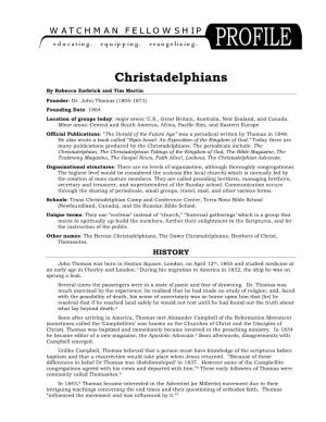 Christadelphians Profile