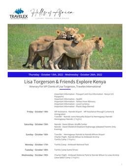 Lisa Torgerson & Friends Explore Kenya
