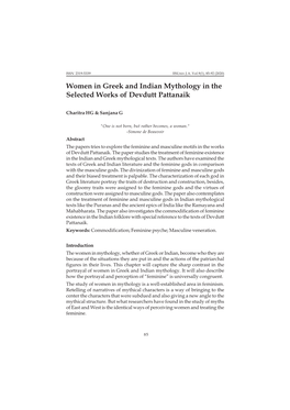 Women in Greek and Indian Mythology in the Selected Works of Devduttpattanaik