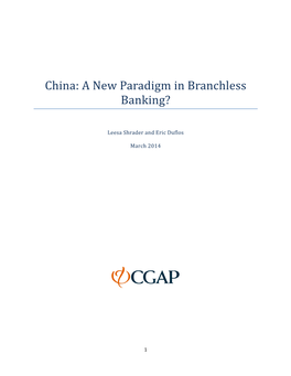 China: a New Paradigm in Branchless Banking?