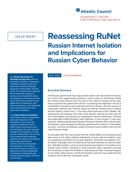 Reassessing Runet Russian Internet Isolation and Implications for Russian Cyber Behavior