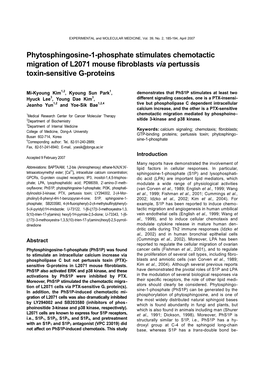 Phytosphingosine-1-Phosphate Stimulates Chemotactic Migration of L2071 Mouse Fibroblasts Via Pertussis Toxin-Sensitive G-Proteins