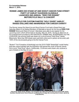 Ronnie James Dio Stand up and Shout Cancer Fund Street Party at Harley Davidson Glendale Launches 2Nd Annual "Ride for Ronnie" Motorcycle Rally & Concert
