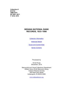 Indiana National Bank Records, 1833–1998