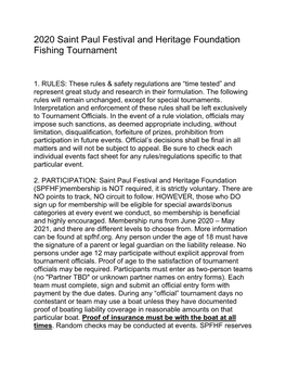 2020 Saint Paul Festival and Heritage Foundation Fishing Tournament