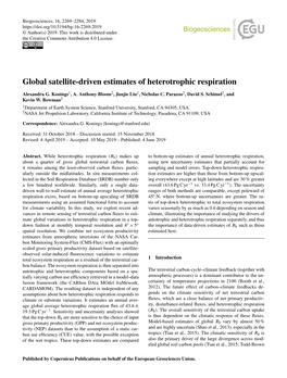 Global Satellite-Driven Estimates of Heterotrophic Respiration