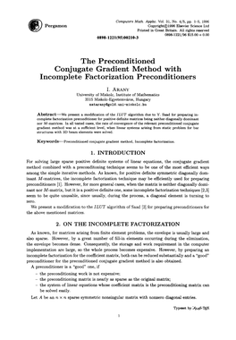 The Preconditioned Conjugate Gradient Method with Incomplete Factorization Preconditioners